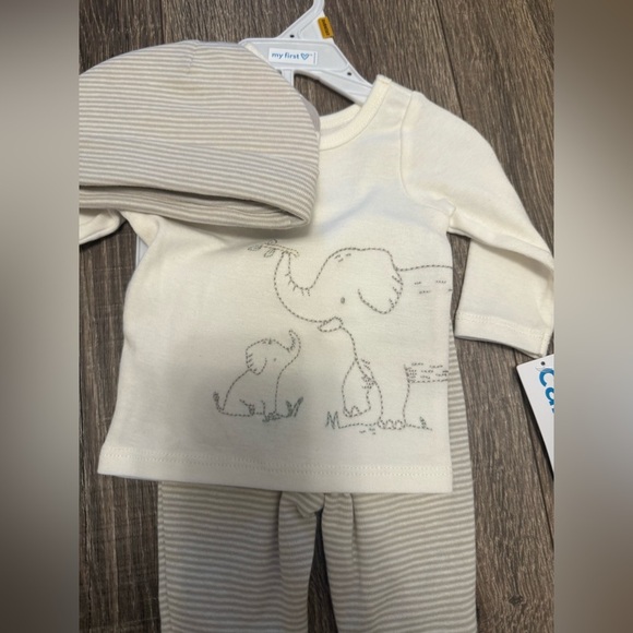 Carters Newborn Unisex Elephant 4 Piece Outfit Set Gray White - Picture 3 of 5